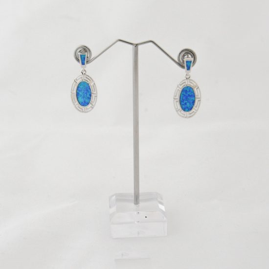 Σκουλαρίκια Ασημένια Κρεμαστό με Μπλέ Οπάλ