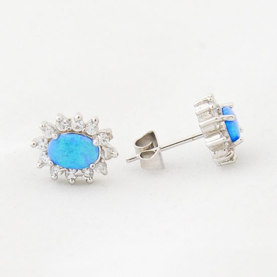 Σκουλαρίκι Ροζέτα Οπάλ και Ζιργκόν με Στίκ