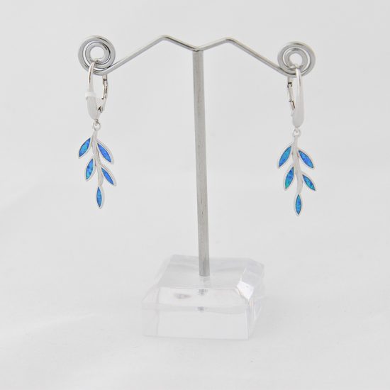 Σκουλαρίκι Ελιά Μπλέ Οπάλ Κρεμαστό