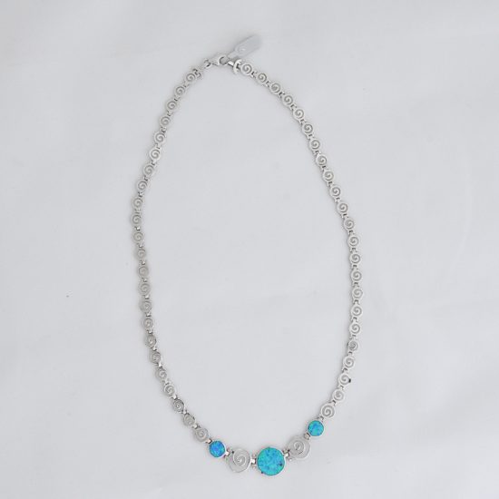 Κολιέ Σπείρα Στρογγυλή Μπλέ Οπάλ