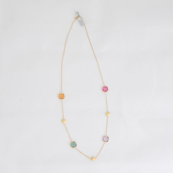 Κολιέ Χρυσό K14 με Πέτρες Τοπάζ Αμέθυστος